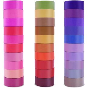Phantomon Washi Tape Set 30 Rolls 15mm 0.6 inch Wide Decorative Washi Masking Tape Multi-Purpose Craft Tape in Solid, Rainbow Color Tape for Kids, DIY, Scrapbooking