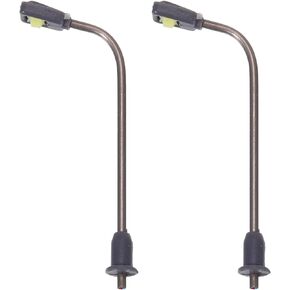 MECCANIXITY Model Railway LED Lamppost Lamps White Post Lights 1/50 Scale 20cm 7.87inch 3V, Pack of 2