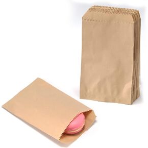 4X6 Inch 100PCS Kraft Paper Flat Favor Bag Small Paper Bags for Packaging Party Christmas