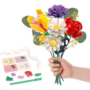 PREPOP Girls Toys Flower Bouquet Building Set - Best Birthday Gifts Ideas for Kids Age 6 7 9 8-12 Year Old and Adults, Creative Home Decoration Kit in Kuwait