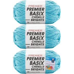 خيوط Premier Yarns Basix Chenille Brights - 5.3 أونصة - #6 وزن ضخم للغاية - حزمة من 3 قطع مع علامات غرز Bella's Crafts (الفطر) in Kuwait
