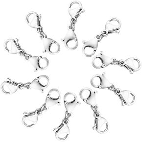 10 Pack Double Lobster Clasp Necklace Clasp Classic Double End Design Necklace Clasps and Closures, Necklace Extender Double Claw Connector Suitable for Jewelry Chain