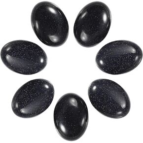 MECCANIXITY Flat Oval Stone,Oval Cabochons Stones 18mm x 13mm Natural Stone Cabochons for Jewelry Making DIY Photo Frame Home Decor (Pack of 7, Deep Blue)