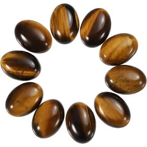 MECCANIXITY Flat Oval Stone,Oval Cabochons Stones 18mm x 13mm Natural Stone Cabochons for Jewelry Making DIY Photo Frame Home Decor (Pack of 10, Brown)