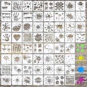 60 Pieces Stain and Splatter Stencils Sneakers Shoe Stencils Reusable Graffiti Stencils DIY Painting Stencils for Painting on Canvas Wood Paper Plastic Fabric Floor Wall Tile, 3 x 3 Inches in Kuwait