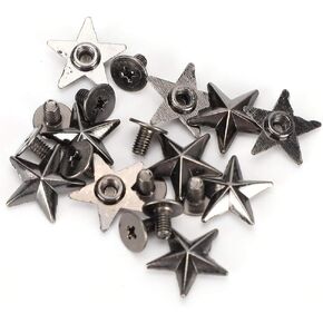 Button Stud, Screwback Studs Star Rivets Crafts Stud Button Zinc Alloy Rivet for Shoes Bags Stud Rivet Handbag Feet Nailheads for Purse Leather Craft(Black)