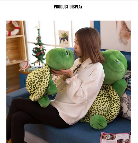 XIAOHONG Green Turtle Plush Toys,13.7'' Stuffed Turtle Plush with Big Eyes,Tortoise Plush Pillow Sea Turtle Stuffed Animal Turtle Plush Toys for Kids Great Gift for Turtle Lovers in Kuwait