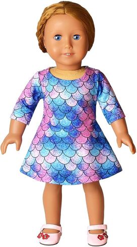 Jxstar Girls&Doll Matching Dresses Long Sleeve Unicorn Mermaid Outfits Clothes in Kuwait