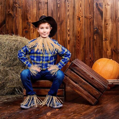 مجموعة قش فزاعة مكونة من 10 قطع، اكسسوارات زي فزاعة من عشب الرافيا، ملحقات حفلات الهالوين in Kuwait