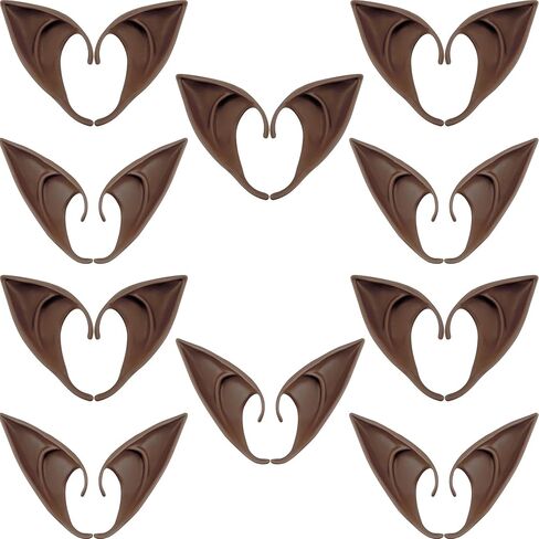 ترونيسترو 10 ازواج من اذني قزم الهالوين مصنوعة من اللاتكس بلون بني، اذان بيكسي الجنية مصاص الدماء للهالوين والكريسماس، اكسسوارات تنكرية، مقاسين in Kuwait