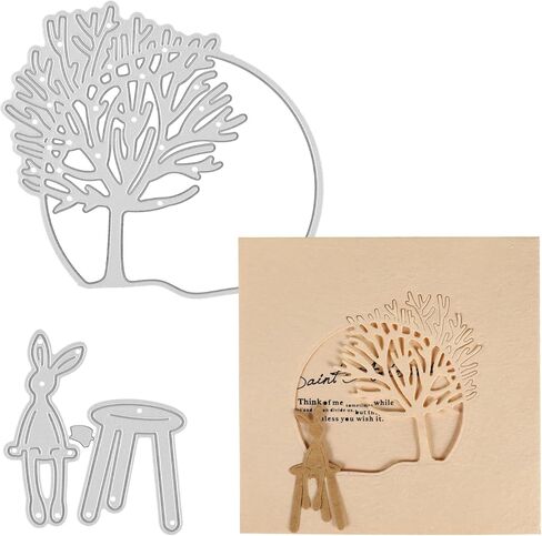 SRIZIAN قطعتان من قوالب القطع لصنع البطاقات، قالب نقش من الفولاذ الكربوني DIY مصنوع من الفولاذ الكربوني لقطع معدنية لعيد الميلاد وعيد الفصح وصنع بطاقات القصاصات وديكور ألبوم الصور in Kuwait