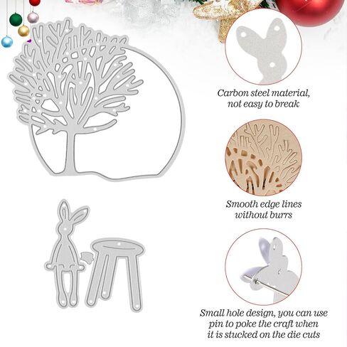 SRIZIAN قطعتان من قوالب القطع لصنع البطاقات، قالب نقش من الفولاذ الكربوني DIY مصنوع من الفولاذ الكربوني لقطع معدنية لعيد الميلاد وعيد الفصح وصنع بطاقات القصاصات وديكور ألبوم الصور in Kuwait