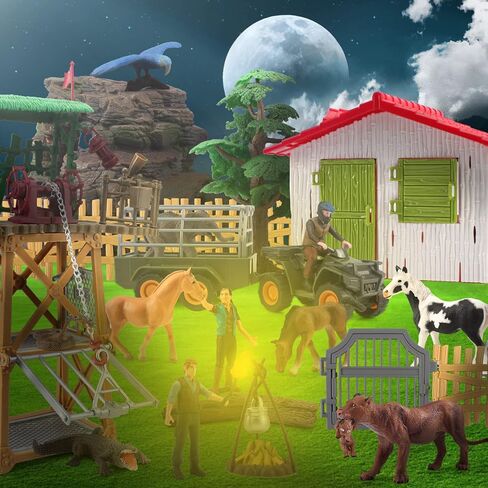 LC JoyCre الصيد ألعاب واقعية غابة برية لعب لعب النجاة الصيد مع نار روكر دراجة رباعية بيت المزرعة in Kuwait