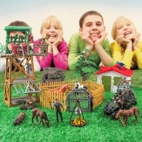 LC JoyCre الصيد ألعاب واقعية غابة برية لعب لعب النجاة الصيد مع نار روكر دراجة رباعية بيت المزرعة in Kuwait