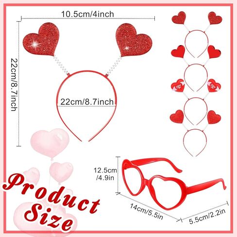 Juinte 48 Pieces Heart Headband Hair Headband Heart Headband Heart Shaped Glasses Without Lens Valentines Day Accessories for Party Props Holiday Costume Valentines Day Party Supplies in Kuwait