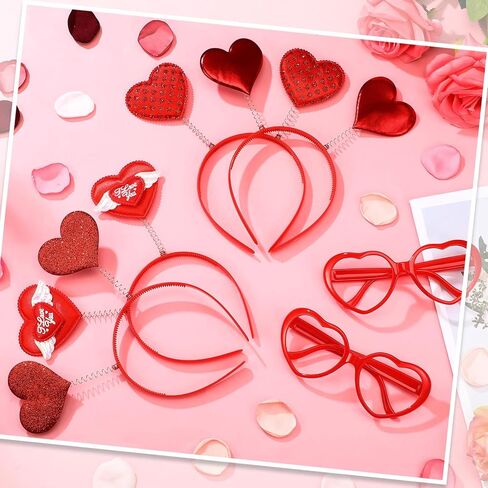 Juinte 48 Pieces Heart Headband Hair Headband Heart Headband Heart Shaped Glasses Without Lens Valentines Day Accessories for Party Props Holiday Costume Valentines Day Party Supplies in Kuwait