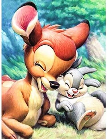 لوحة ألماس 5D ، أصدقاء جيد الظبي والأرانب الماس لوحات حجر الراين التطريز مجموعات الغرز التداخل الفن الحرفية قماش ملصقات ديكور الحائط ديكور المنزل 30.48 × 40.64 سم in Kuwait