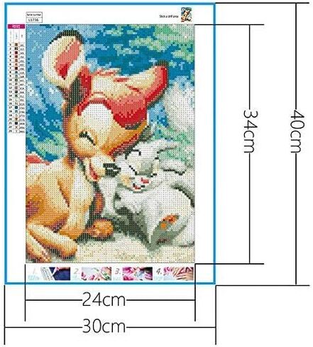 لوحة ألماس 5D ، أصدقاء جيد الظبي والأرانب الماس لوحات حجر الراين التطريز مجموعات الغرز التداخل الفن الحرفية قماش ملصقات ديكور الحائط ديكور المنزل 30.48 × 40.64 سم in Kuwait