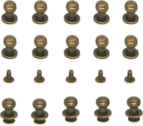 Yunpo جولة فيليبس رئيس زر البرونز مسمار شيكاغو البراغي 6x8 مم مسمار مسمار مسمار لصناعة يدوية الجلود الحرفية حزام المحفظة اليد إصلاح الديكور (30 قطعة) in Kuwait