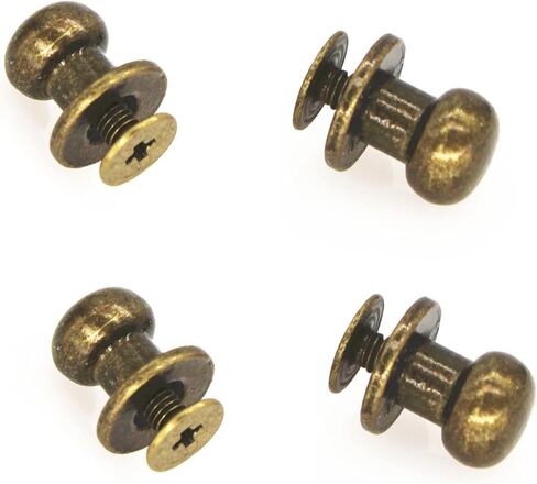 Yunpo جولة فيليبس رئيس زر البرونز مسمار شيكاغو البراغي 6x8 مم مسمار مسمار مسمار لصناعة يدوية الجلود الحرفية حزام المحفظة اليد إصلاح الديكور (30 قطعة) in Kuwait