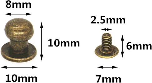 Yunpo جولة فيليبس رئيس زر البرونز مسمار شيكاغو البراغي 6x8 مم مسمار مسمار مسمار لصناعة يدوية الجلود الحرفية حزام المحفظة اليد إصلاح الديكور (30 قطعة) in Kuwait
