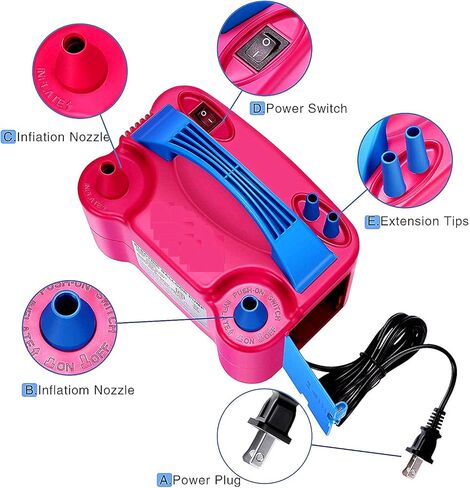 منفاخ بالونات هواء كهربائي، فوهات مزدوجة 110 فولت 600 وات، منفاخ بالونات كهربائي لتزيين حفلات أعياد الميلاد (معيار أمريكي) in Kuwait