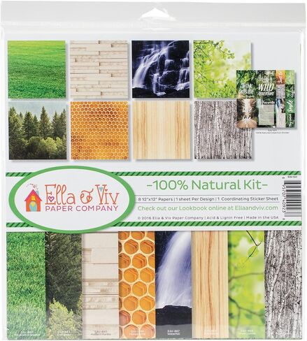 Ella & Viv by Reminisce EAV-923 Ella & Viv 100% Natural Scrapbook Collection Kit, 12x12 inches, Multicolor in Saudi Arabia