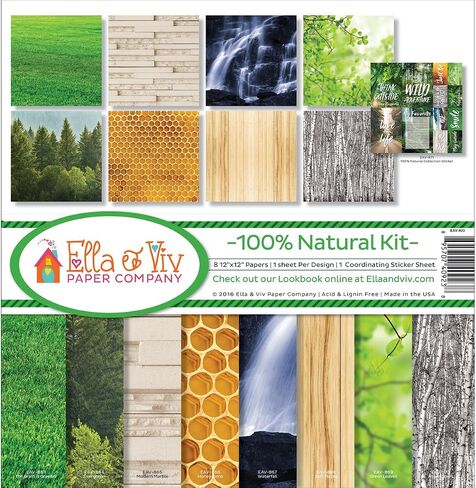 Ella & Viv by Reminisce EAV-923 Ella & Viv 100% Natural Scrapbook Collection Kit, 12x12 inches, Multicolor in Saudi Arabia