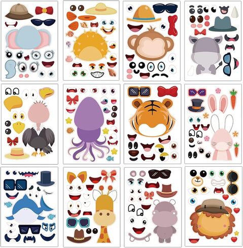 24 Sheets Make Your Own Construction Stickers Make A Face Stickers for Kids Toddlers with Trucks DIY Craf Kids Truck Themed Birthday Truck Party Supplies in Kuwait