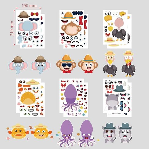 24 Sheets Make Your Own Construction Stickers Make A Face Stickers for Kids Toddlers with Trucks DIY Craf Kids Truck Themed Birthday Truck Party Supplies in Kuwait