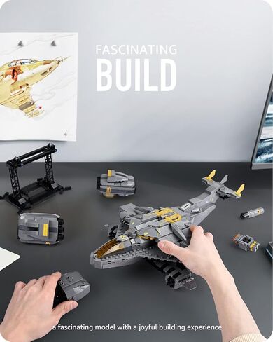 نيفيليز مجموعة مكعبات بناء مكوك هجوم عسكري، لعبة نموذج طائرة سترايك هدية للبالغين (906 قطعة) in Kuwait