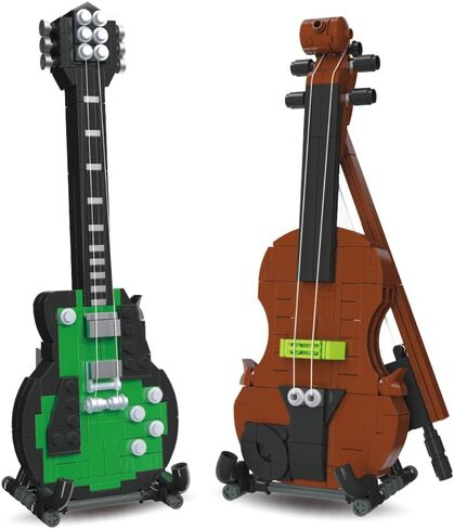 ابوستريف جيمز مجموعات مكعبات بناء جيتار وكمان - الات موسيقية، 422 قطعة - متوافقة مع مكعبات البناء من العلامة التجارية الكبرى in Kuwait