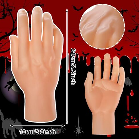 6 Pcs Halloween Prop Stage Hands Rubber Fake Hands Spooky Realistic Broken Severed Hands Scary Halloween Decoration for Prank Party Costume Props Haunted House (3 Left and 3 Right) in Saudi Arabia