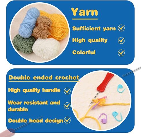 Fadoub Crochet kit for Beginner,Crochet Animal Kit,Beginner Crochet Kit for Adults, Crochet Starter Kits with Yarn,Crochet Hooks,Needles,Polyester Fiber(Dinosauria and Fox) in Kuwait