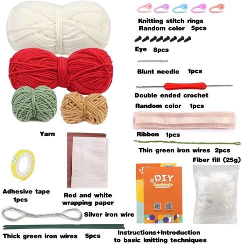 Fadoub Crochet kit for Beginner,Crochet Animal Kit,Beginner Crochet Kit for Adults, Crochet Starter Kits with Yarn,Crochet Hooks,Needles,Polyester Fiber(Dinosauria and Fox) in Kuwait