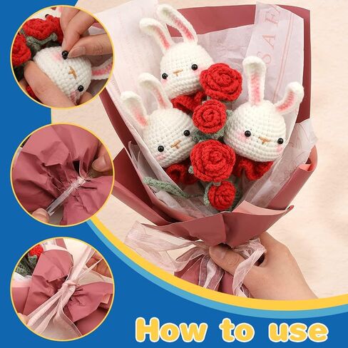 Fadoub Crochet kit for Beginner,Crochet Animal Kit,Beginner Crochet Kit for Adults, Crochet Starter Kits with Yarn,Crochet Hooks,Needles,Polyester Fiber(Dinosauria and Fox) in Kuwait