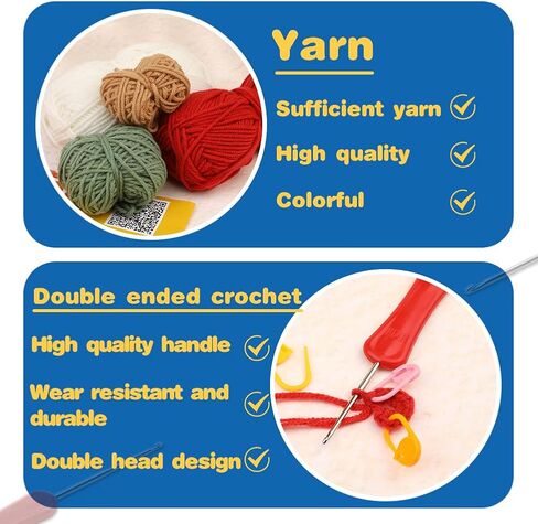 Fadoub Crochet kit for Beginner,Crochet Animal Kit,Beginner Crochet Kit for Adults, Crochet Starter Kits with Yarn,Crochet Hooks,Needles,Polyester Fiber(Dinosauria and Fox) in Kuwait