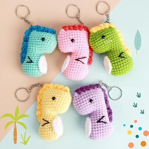 Crochetobe Crochet Kit for Beginners - 5 PCS Easy-Shaped Crochet Dinosaurs, Complete Crochet Kits Include Detailed Instructions and Video Tutorials, Beginner Crochet Kit for Adults(Patent Product) in Kuwait