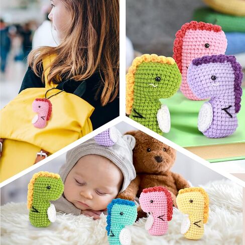 Crochetobe Crochet Kit for Beginners - 5 PCS Easy-Shaped Crochet Dinosaurs, Complete Crochet Kits Include Detailed Instructions and Video Tutorials, Beginner Crochet Kit for Adults(Patent Product) in Kuwait