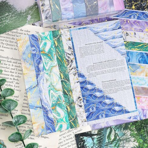 مجموعة أشرطة واشي رخامية من إيبورن - 14 لفة بعرض 15/20/25 مم أشرطة إخفاء تزيينية ملونة من رقائق الذهب لتدوين الرصاصات، والحرف اليدوية اليدوية، ومستلزمات سجل القصاصات، وتغليف الهدايا in Kuwait