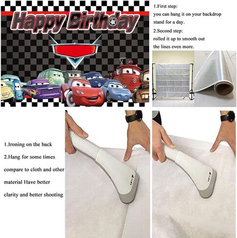 Car Racing for Children Boys Birthday Party Supplies Cartoon Car Story Black White Grid Flag Backgrounds for Photography Birthday Party Banner 7x5ft in Kuwait