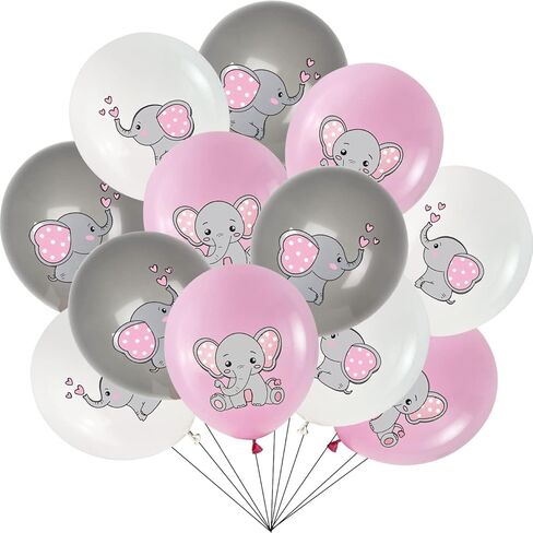 45Pcs Elephant Balloons - Elephant Baby Shower Decorations for Girl and Baby , Pink Elephant Theme Gender Reveal Party Birthday Party Supplies Indoor Outdoor Decor in Kuwait
