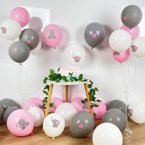 45Pcs Elephant Balloons - Elephant Baby Shower Decorations for Girl and Baby , Pink Elephant Theme Gender Reveal Party Birthday Party Supplies Indoor Outdoor Decor in Kuwait