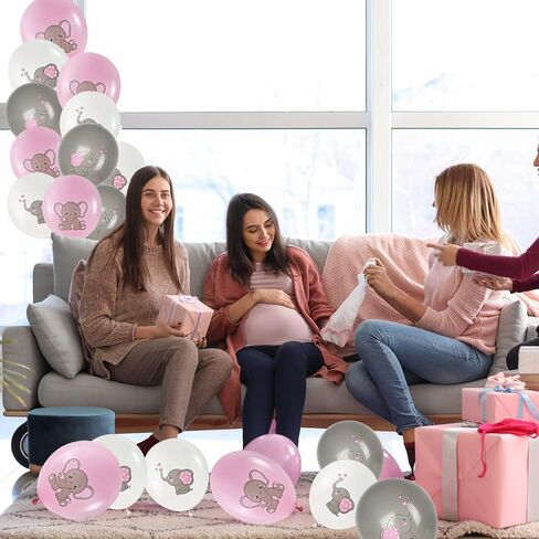45Pcs Elephant Balloons - Elephant Baby Shower Decorations for Girl and Baby , Pink Elephant Theme Gender Reveal Party Birthday Party Supplies Indoor Outdoor Decor in Kuwait