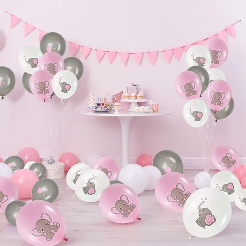 45Pcs Elephant Balloons - Elephant Baby Shower Decorations for Girl and Baby , Pink Elephant Theme Gender Reveal Party Birthday Party Supplies Indoor Outdoor Decor in Kuwait