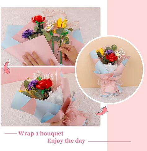 PREPOP Girls Toys Flower Bouquet Building Set - Best Birthday Gifts Ideas for Kids Age 6 7 9 8-12 Year Old and Adults, Creative Home Decoration Kit in Kuwait