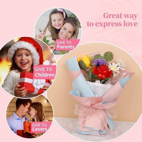 PREPOP Girls Toys Flower Bouquet Building Set - Best Birthday Gifts Ideas for Kids Age 6 7 9 8-12 Year Old and Adults, Creative Home Decoration Kit in Kuwait