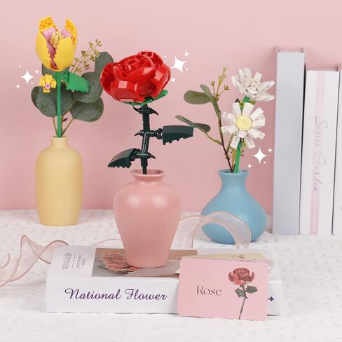 PREPOP Girls Toys Flower Bouquet Building Set - Best Birthday Gifts Ideas for Kids Age 6 7 9 8-12 Year Old and Adults, Creative Home Decoration Kit in Kuwait