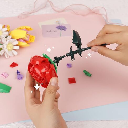 PREPOP Girls Toys Flower Bouquet Building Set - Best Birthday Gifts Ideas for Kids Age 6 7 9 8-12 Year Old and Adults, Creative Home Decoration Kit in Kuwait