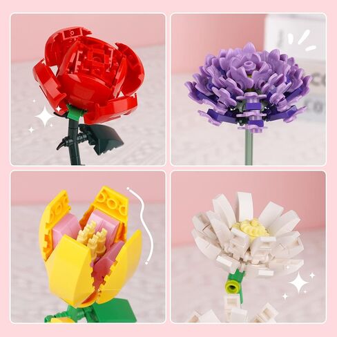 PREPOP Girls Toys Flower Bouquet Building Set - Best Birthday Gifts Ideas for Kids Age 6 7 9 8-12 Year Old and Adults, Creative Home Decoration Kit in Kuwait